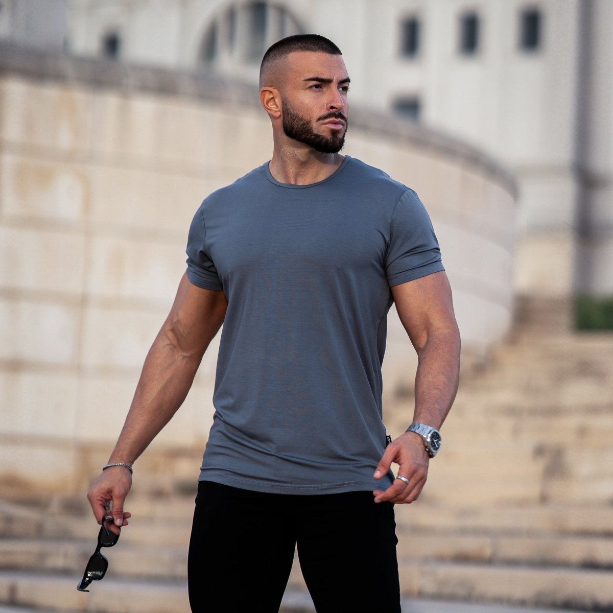 Mens Essential Bamboo T-Shirt Athletic Fit For Muscular Guys Who Sweat A Lot