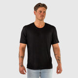 Ribbed Rayon T-Shirt - Black