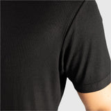 Ribbed Rayon T-Shirt - Black