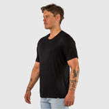 Ribbed Rayon T-Shirt - Black