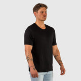 Ribbed Rayon T-Shirt - Black