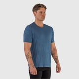 T-Shirt aus gerippter Viskose - Marineblau