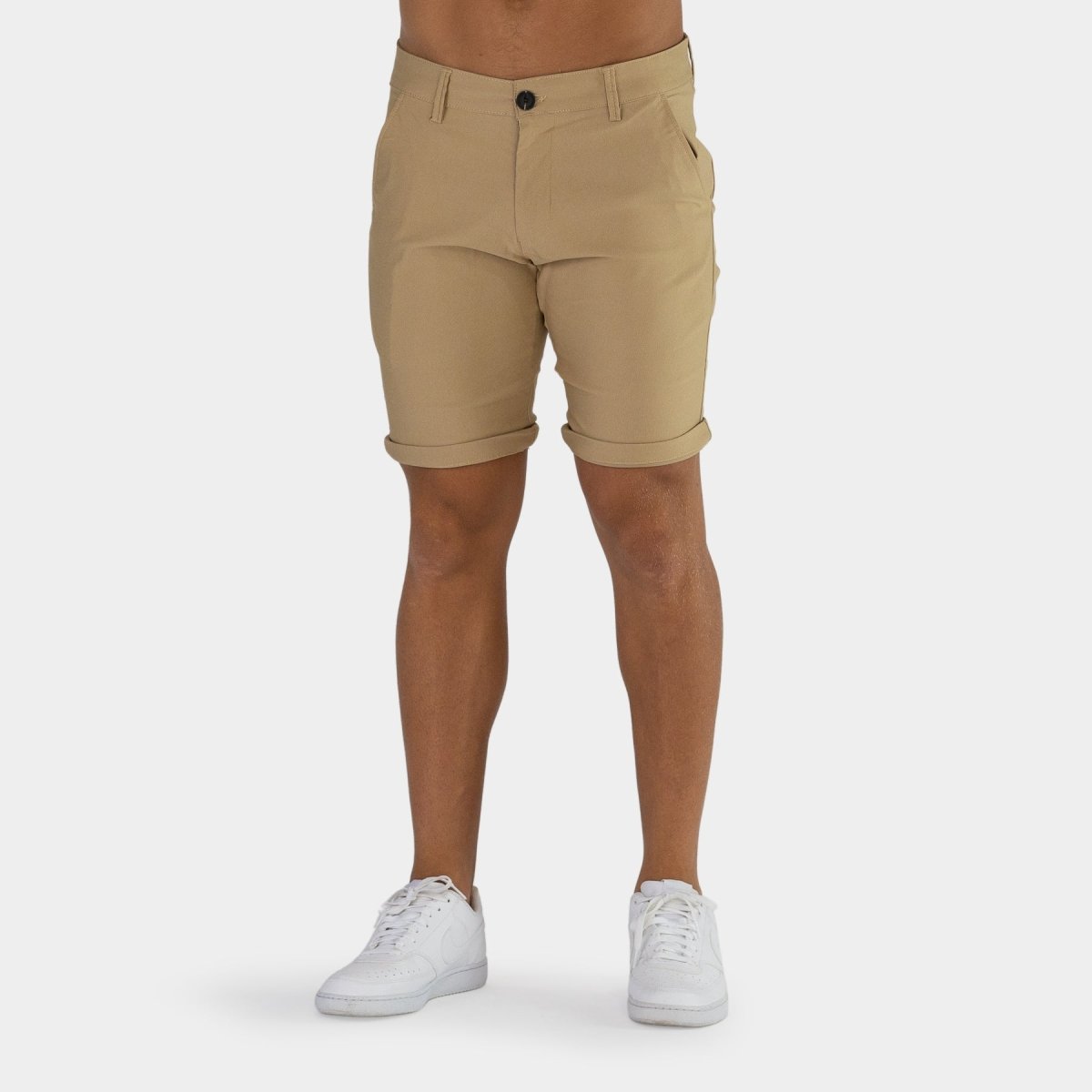 Slim Fitted Beige Dress Chino Shorts | Kojo Fit