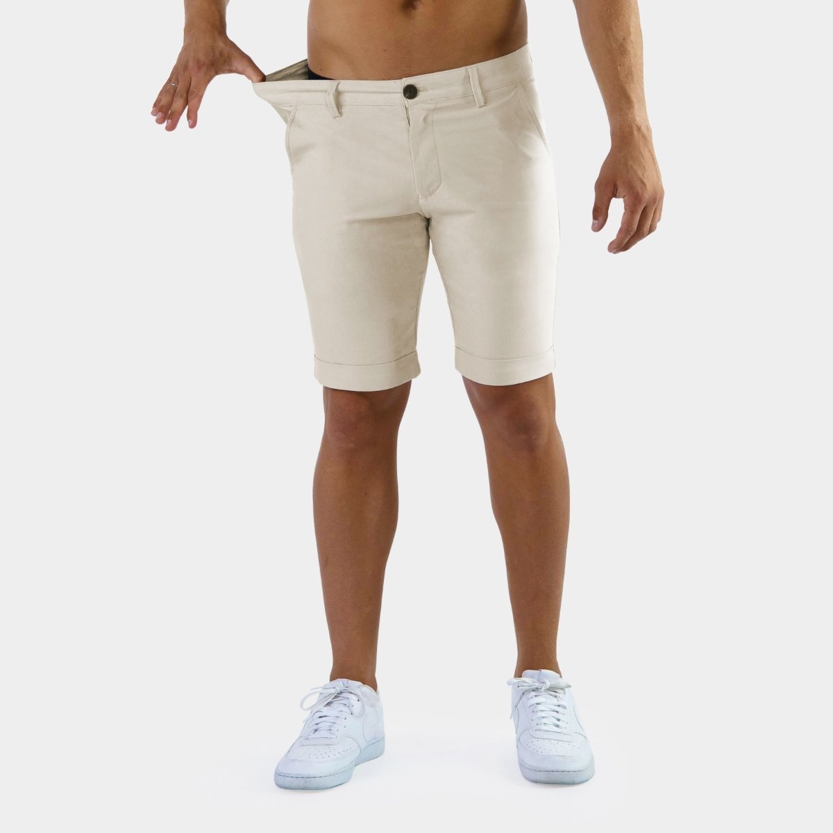 Ivory Stretch Waist Chino Shorts