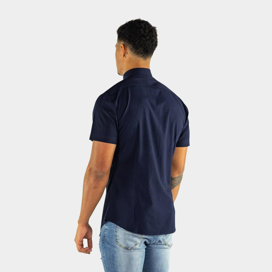 Navy Short Sleeve Muscle Fit Shirt for Athletes | Kojo Fit – Kojo Fit