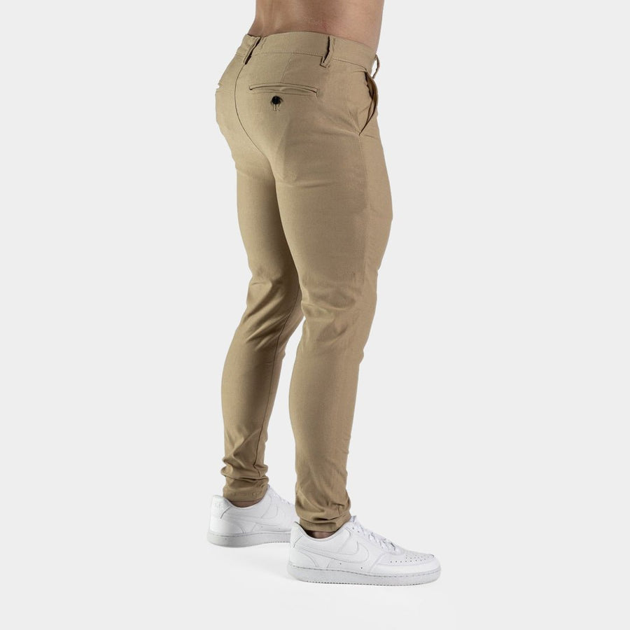 Beige Brown Skinny Fit Fit Cropped Chino Pants With Stretch Kojo Fit Kojo Fit