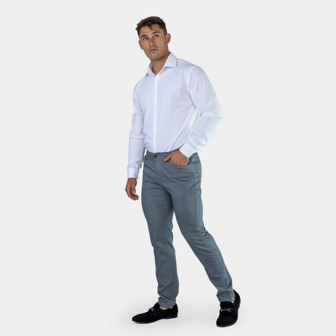 Mens Grey Slim Fit Stretch Trousers | Stretchy Skinny Grey Chinos Kojo ...